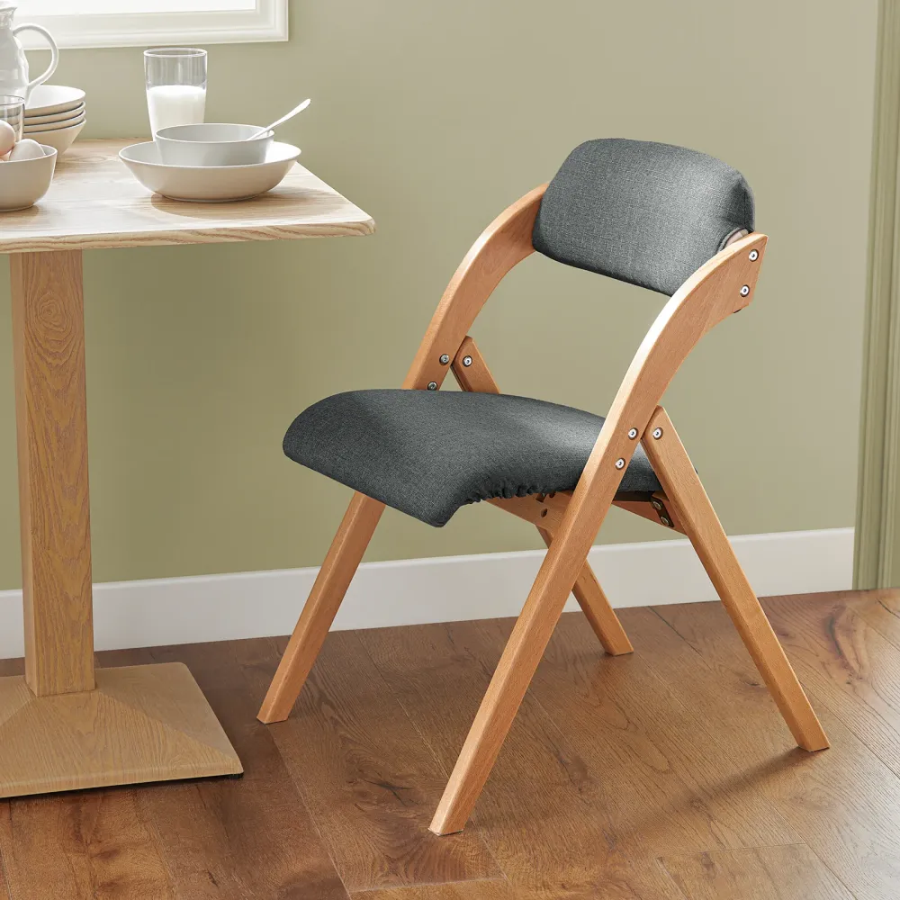 SoBuy FST92-SG Sedia da Pranzo Pieghevole con Seduta Imbottita - Set di Sedie con Cuscino per Sala da Pranzo Legno di Fagg...