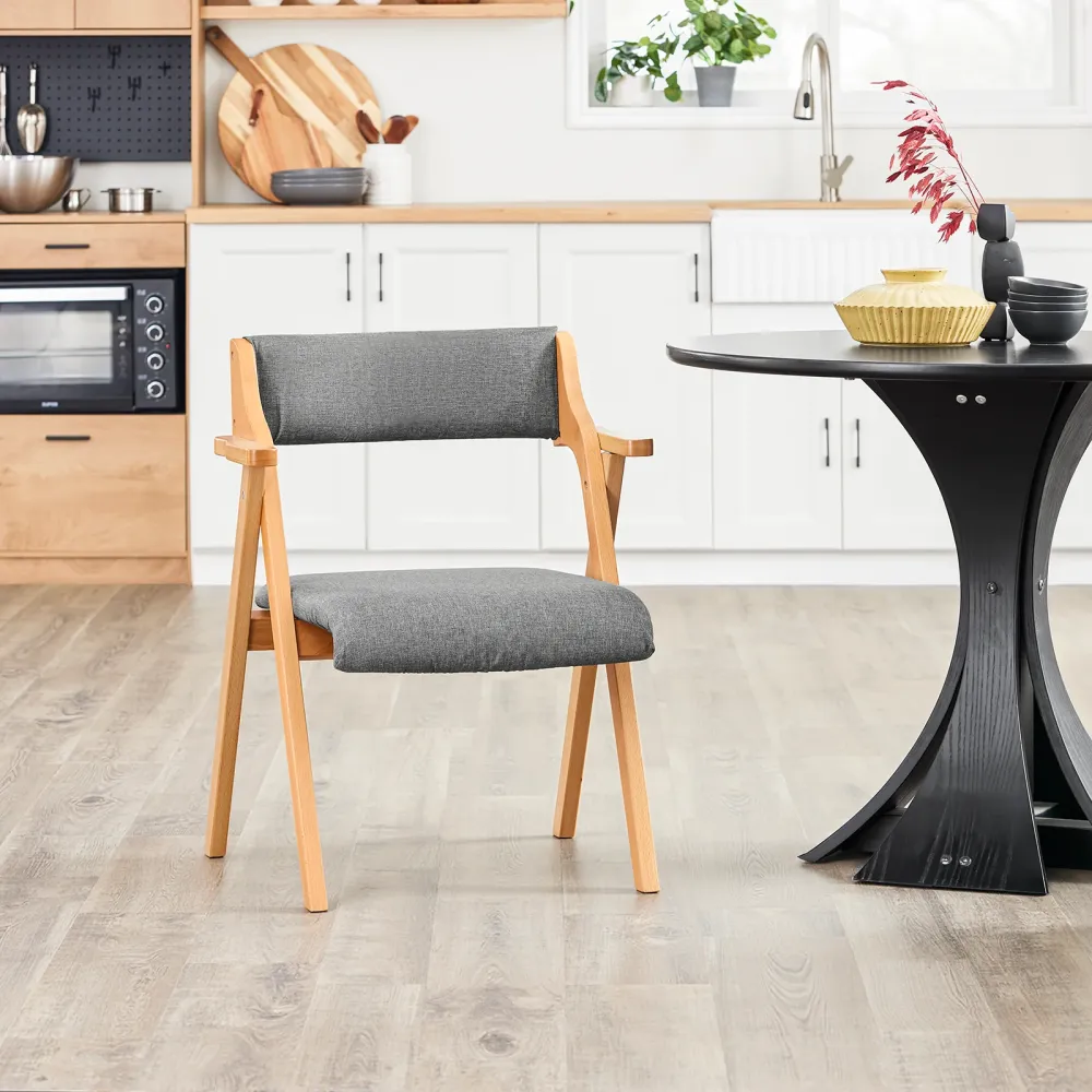 SoBuy FST98-HG Sedia Pieghevole Legno con Cuscino – Sedie Giardino Pieghevoli e Sedie Impilabili da Interno, Sedia da Giar...