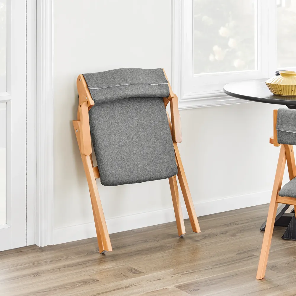 SoBuy FST98-HG Sedia Pieghevole Legno con Cuscino – Sedie Giardino Pieghevoli e Sedie Impilabili da Interno, Sedia da Giar...