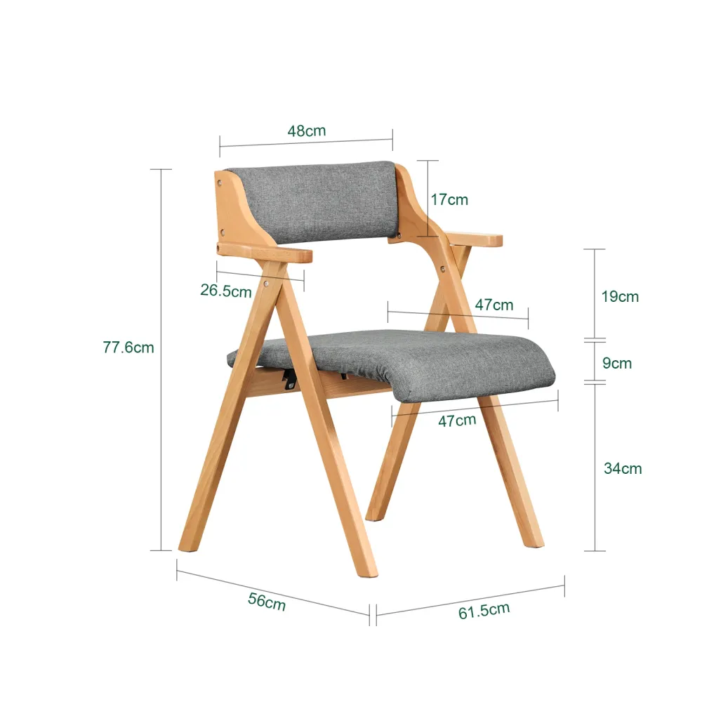SoBuy FST98-HG Sedia Pieghevole Legno con Cuscino – Sedie Giardino Pieghevoli e Sedie Impilabili da Interno, Sedia da Giar...