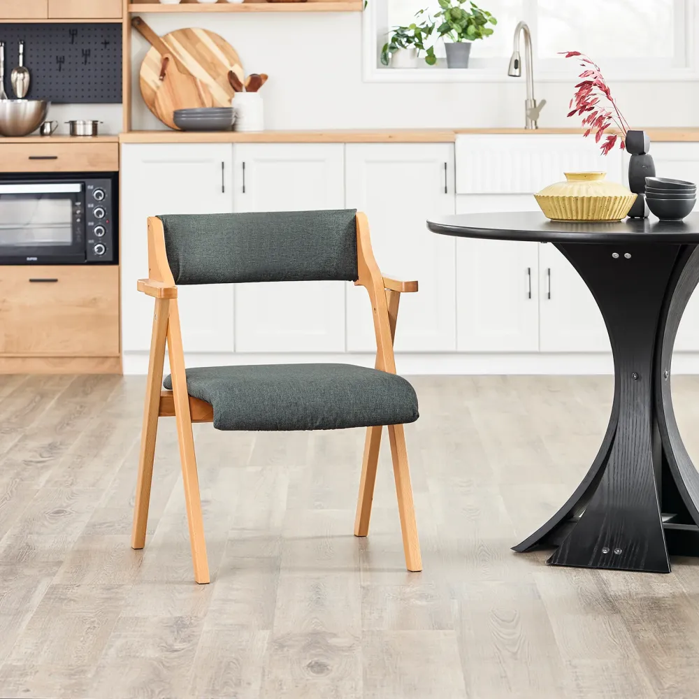 SoBuy FST98-SG Sedia Pieghevole Legno con Cuscino – Sedie Giardino Pieghevoli e Sedie Impilabili da Interno, Sedia da Giar...