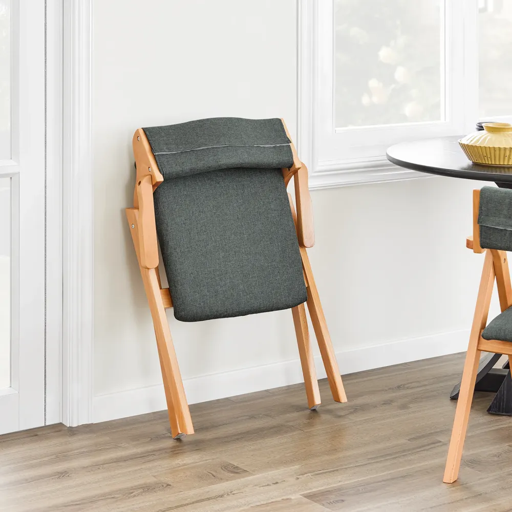 SoBuy FST98-SG Sedia Pieghevole Legno con Cuscino – Sedie Giardino Pieghevoli e Sedie Impilabili da Interno, Sedia da Giar...