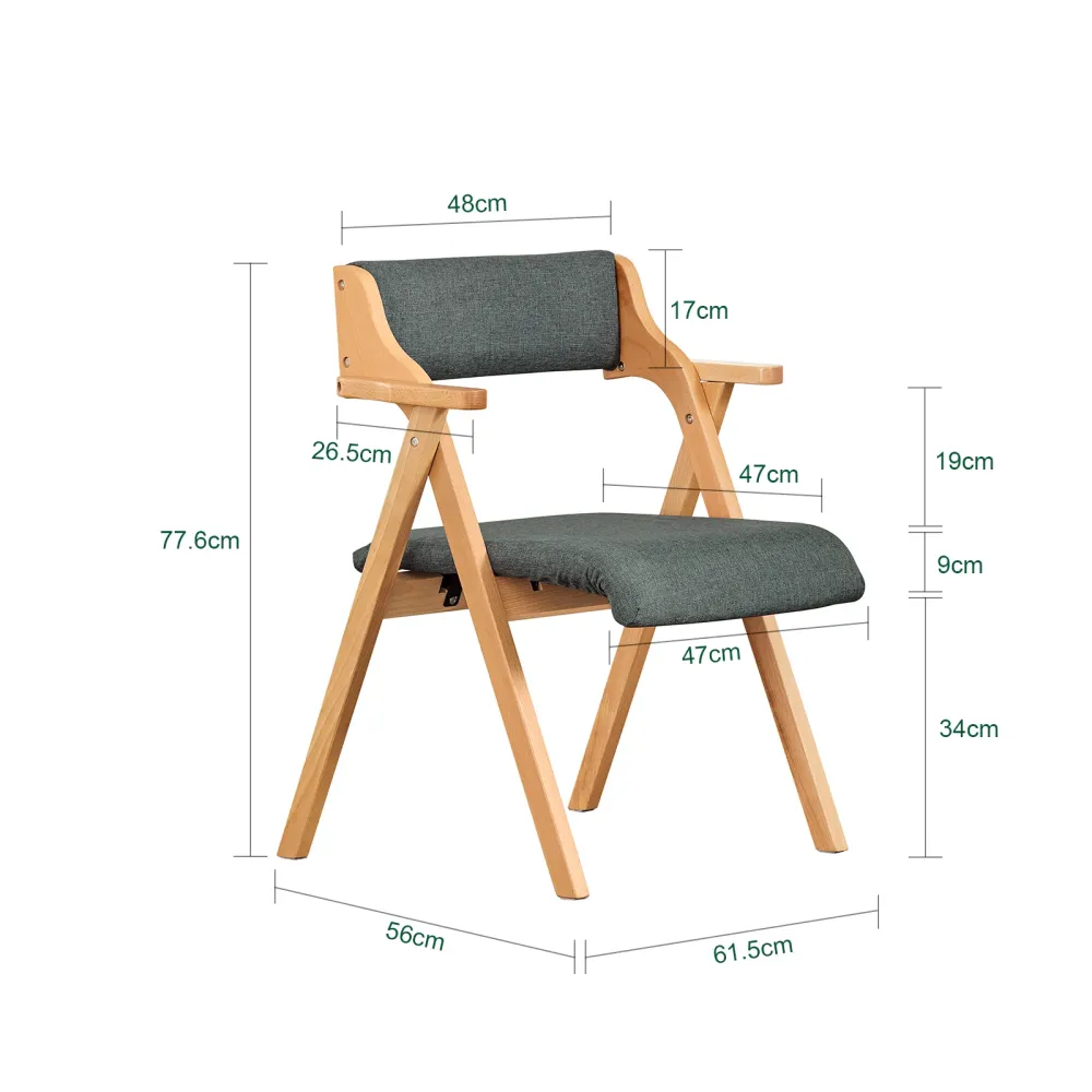 SoBuy FST98-SG Sedia Pieghevole Legno con Cuscino – Sedie Giardino Pieghevoli e Sedie Impilabili da Interno, Sedia da Giar...