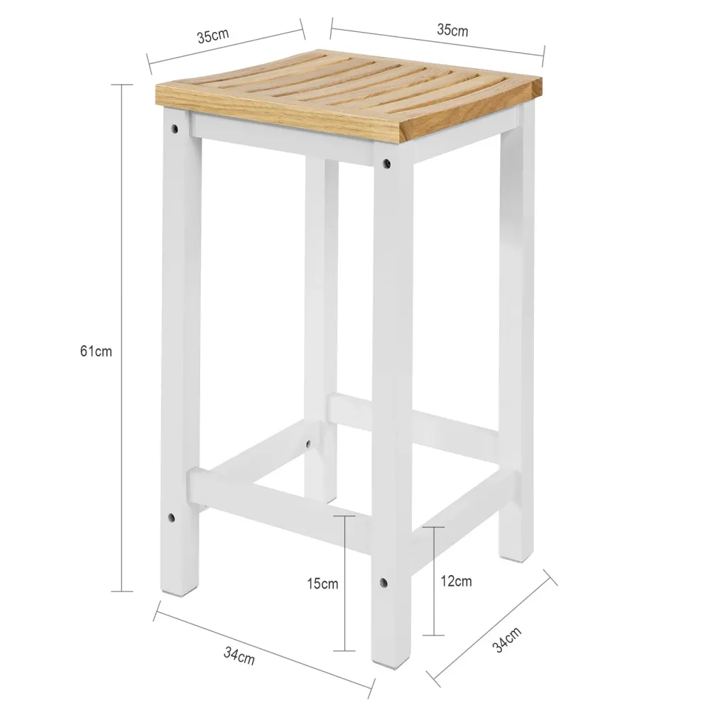 SoBuy 2 x Sgabello di hevea e pino 35x35x61cm FST29-WNX2