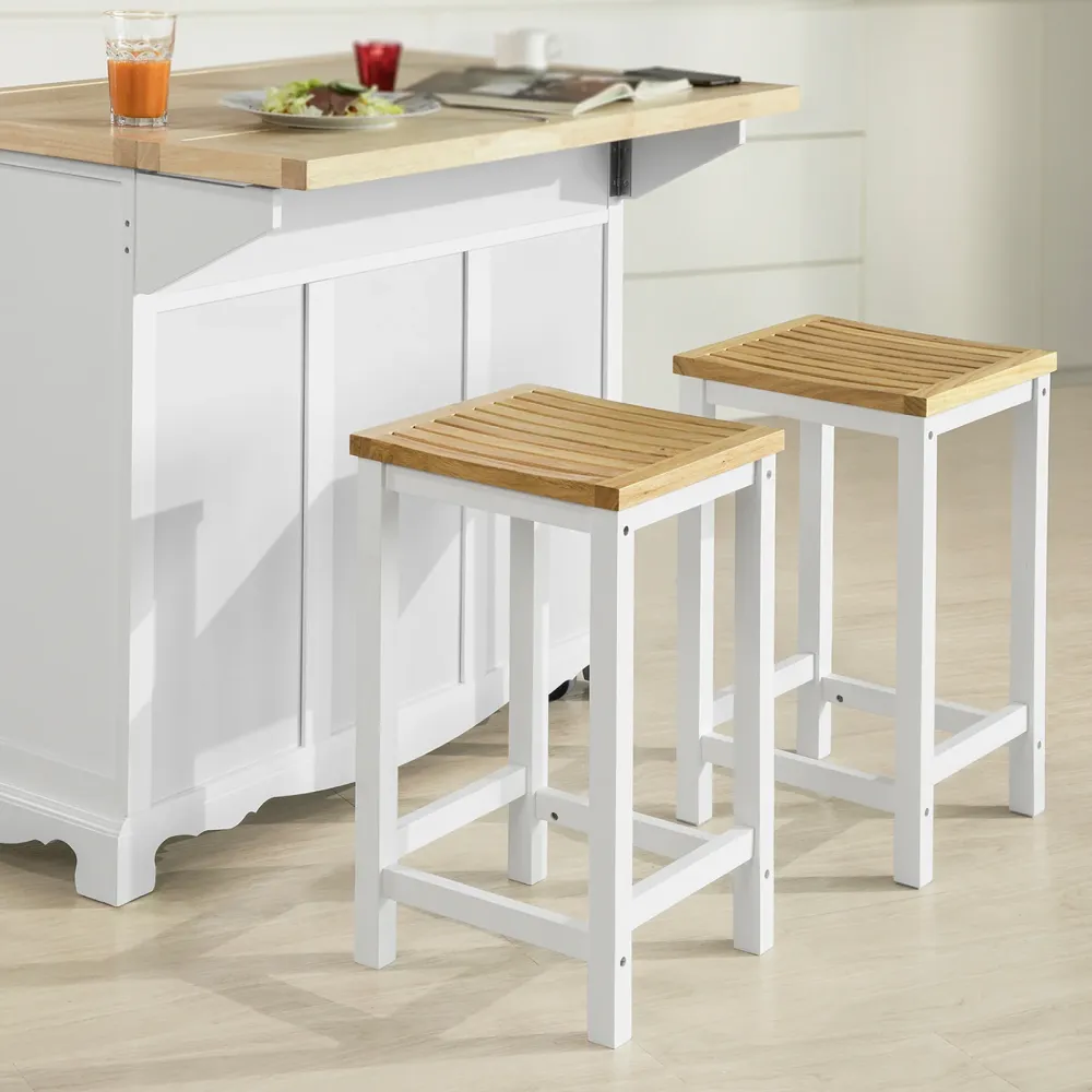 SoBuy 2 x Sgabello di hevea e pino 35x35x61cm FST29-WNX2