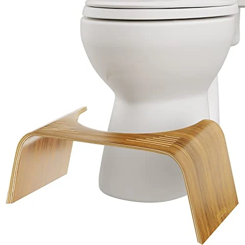 Squatty Potty Original - Sgabello da bagno con finitura teak sottile, 17 cm