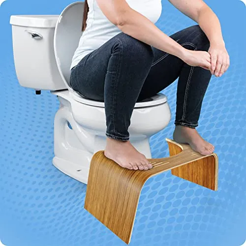 Squatty Potty Original - Sgabello da bagno con finitura teak sottile, 17 cm