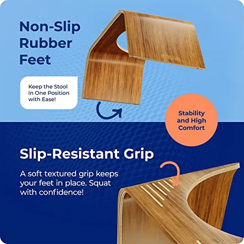 Squatty Potty Original - Sgabello da bagno con finitura teak sottile, 17 cm