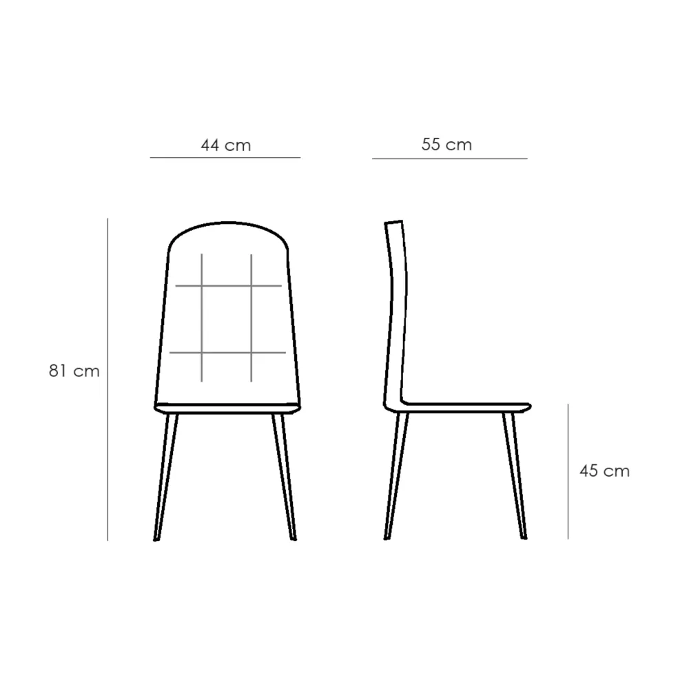 Set di sedie imbottite tessuto "Eclisse" moderne da pranzo cm 44x55 81h Stones