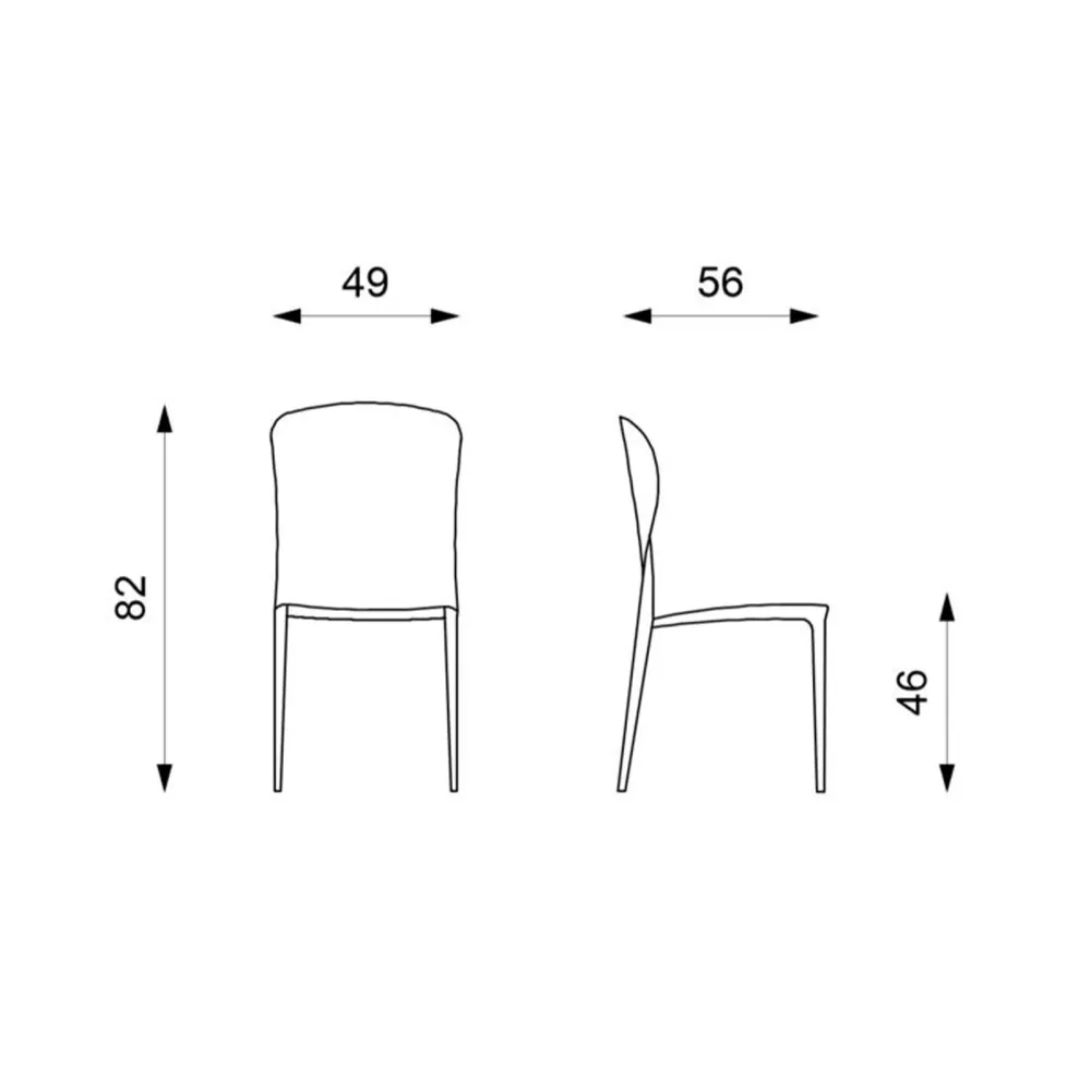 Set di sedie moderne similcuoio "Glicine" da soggiorno eleganti cm 56x49 82h Stones