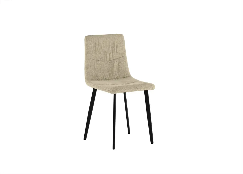 Set 4 sedie tessuto easy-clean "Carlotta" con struttura metallo verniciato nero Marrone Stones