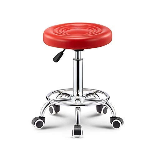 SXRDZ Cuoio Salone di bellezza rotonda Sgabello, impermeabile altezza regolabile confortevole rotolamento girevole Sgabell...