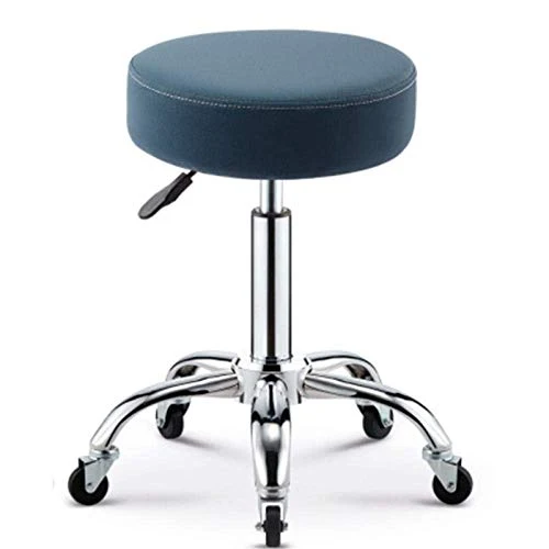 SXRDZ Gambe Chair Sgabello su rotelle, Nail Sgabello con PU Grigio Sedile pelle sintetica, Altezza regolabile 45-55 cm, pe...