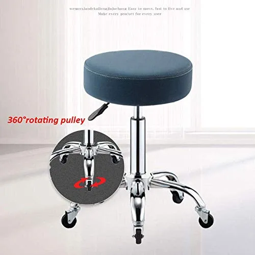 SXRDZ Gambe Chair Sgabello su rotelle, Nail Sgabello con PU Grigio Sedile pelle sintetica, Altezza regolabile 45-55 cm, pe...