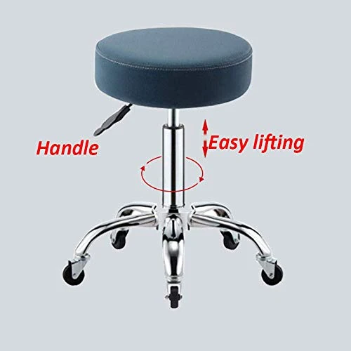 SXRDZ Gambe Chair Sgabello su rotelle, Nail Sgabello con PU Grigio Sedile pelle sintetica, Altezza regolabile 45-55 cm, pe...