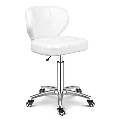 SXRDZ Gambe Sgabello con rotelle, salone di taglio Sgabello con Brown PU sedile pelle sintetica, Altezza regolabile 60-80...