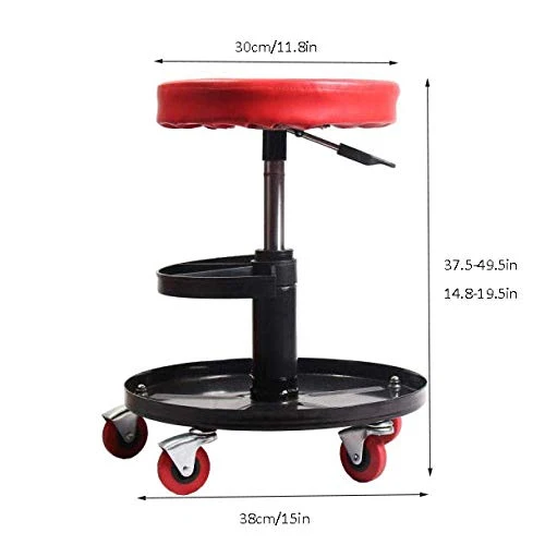 SXRDZ Sgabello Lavora con rotelle, gas Sgabello con PU verde sedile pelle sintetica, Altezza regolabile 45-55 cm, peso 160...
