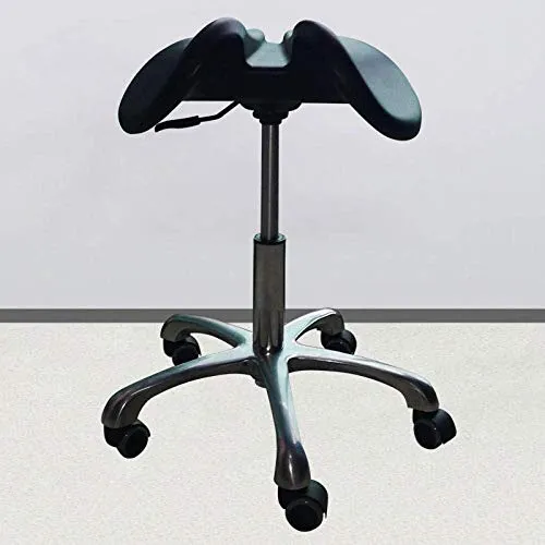 SXRDZ Sgabello regolabile altezza su rotelle, Trattamento di bellezza, Sgabello con PU Nero Sedile cuoio sintetico, altezz...