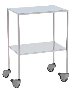 Tavolino | Acciaio smaltato | 2 Ripiani |4 ruote | 2 Freni | Mobiclinic