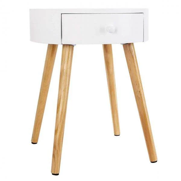 Tavolino comodino con cassetto MDF bianco