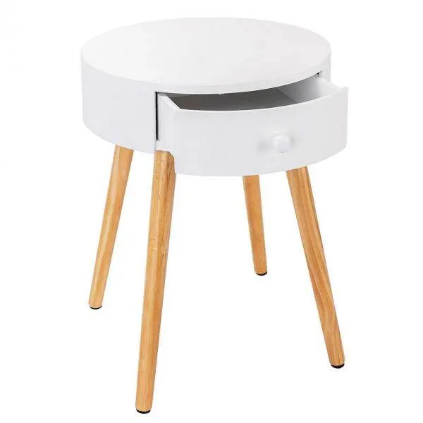 Tavolino comodino con cassetto MDF bianco