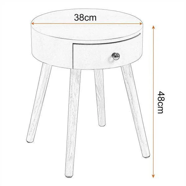 Tavolino comodino con cassetto MDF bianco