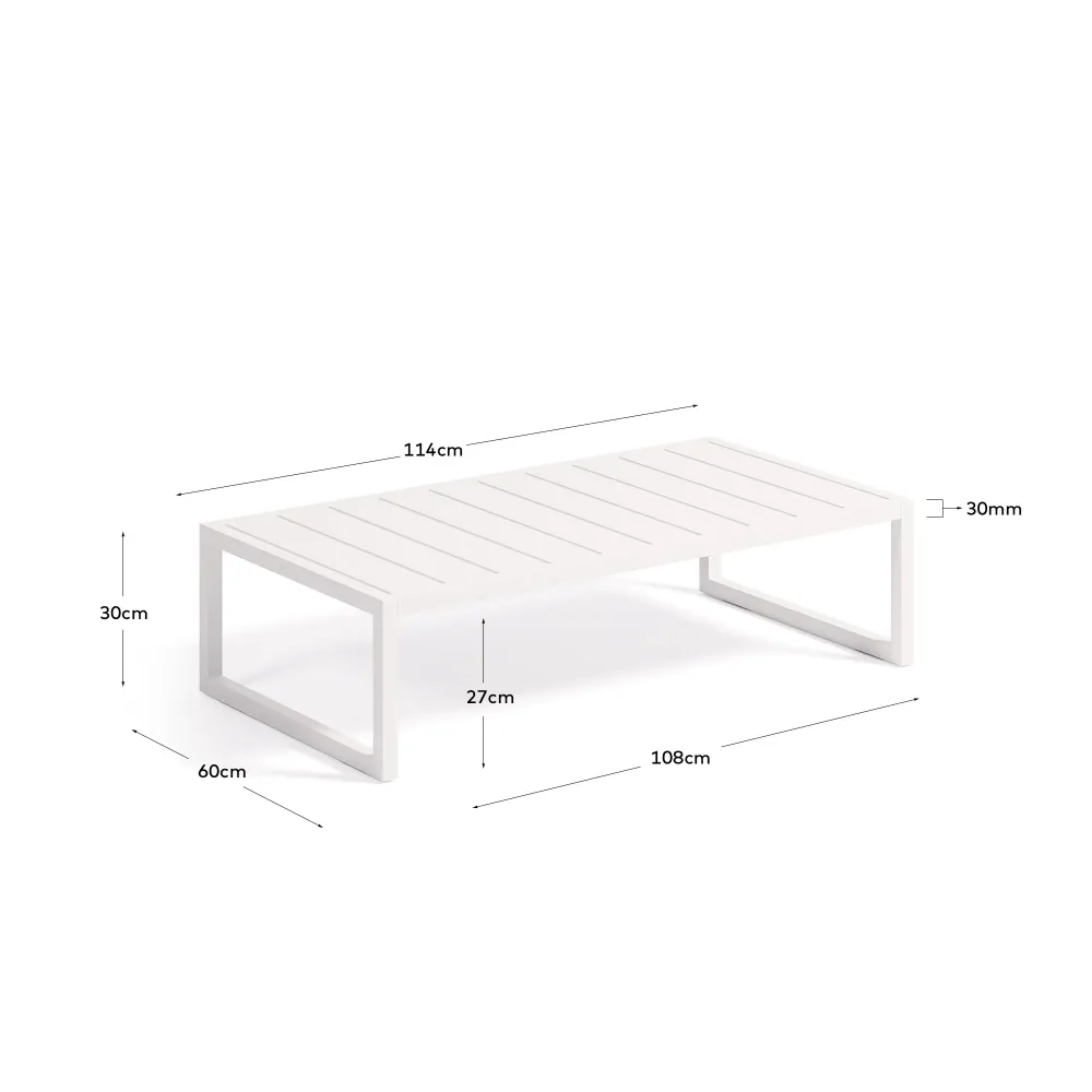 Tavolino Comova 100% outdoor realizzato alluminio bianco 60 x 114 cm
