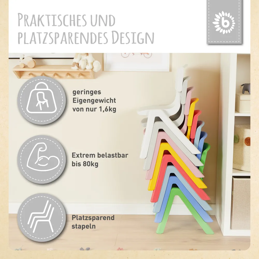 1x tavolino per bambini Silver & 4x sedia per bambini Dreamy Rose