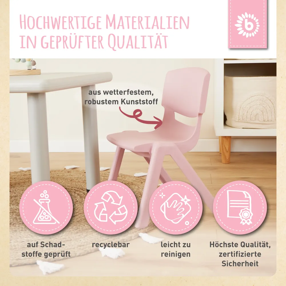1x tavolino per bambini Silver & 4x sedia per bambini Dreamy Rose