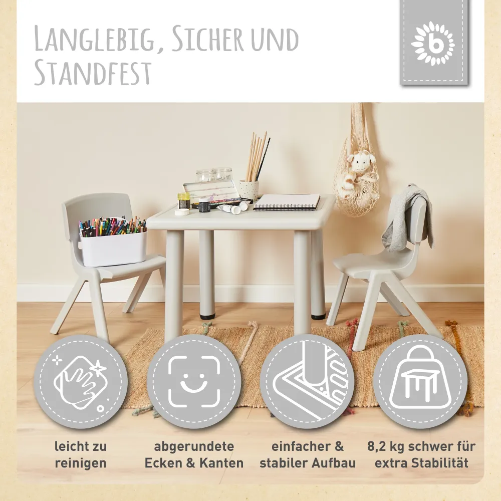 1x Tavolino per bambini Silver + 2x Sedia per bambini Hazy Blue