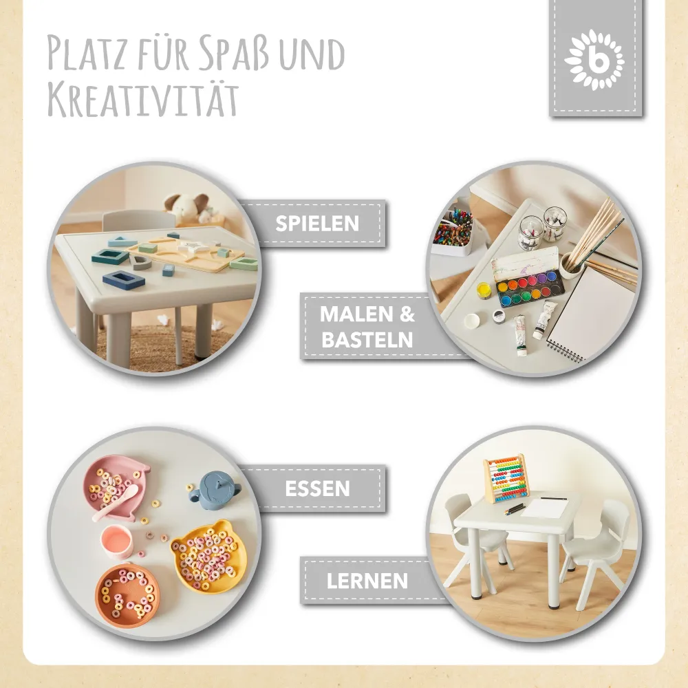 1x Tavolino per bambini Silver + 2x Sedia per bambini Hazy Blue