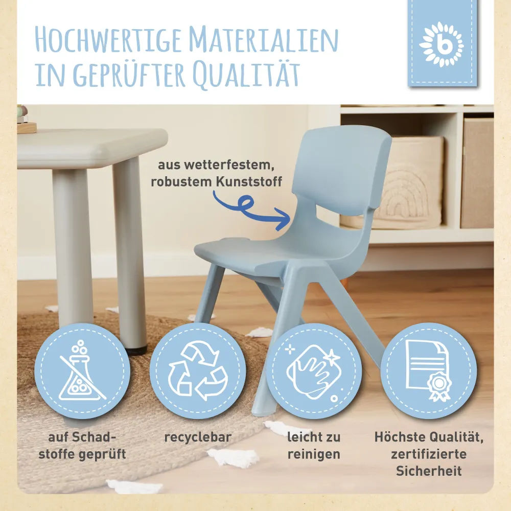 1x Tavolino per bambini Silver + 2x Sedia per bambini Hazy Blue