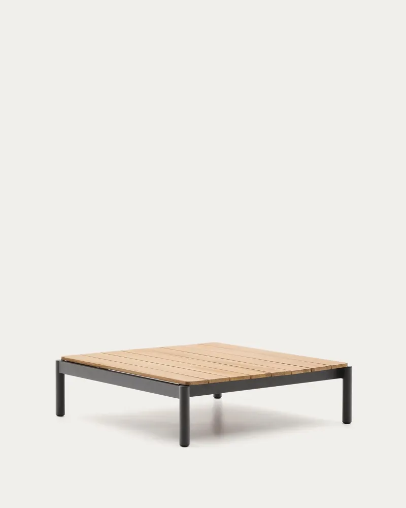 Tavolino Sorells alluminio grigio e teak 89 x 91 cm FSC 100%