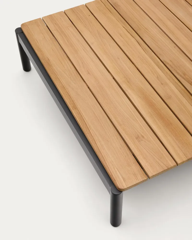 Tavolino Sorells alluminio grigio e teak 89 x 91 cm FSC 100%