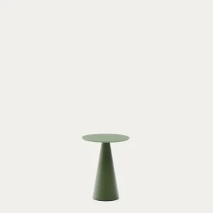 Tavolino Wilshire vetro temperato satinato e acciaio verniciato verde opaco Ø30 cm