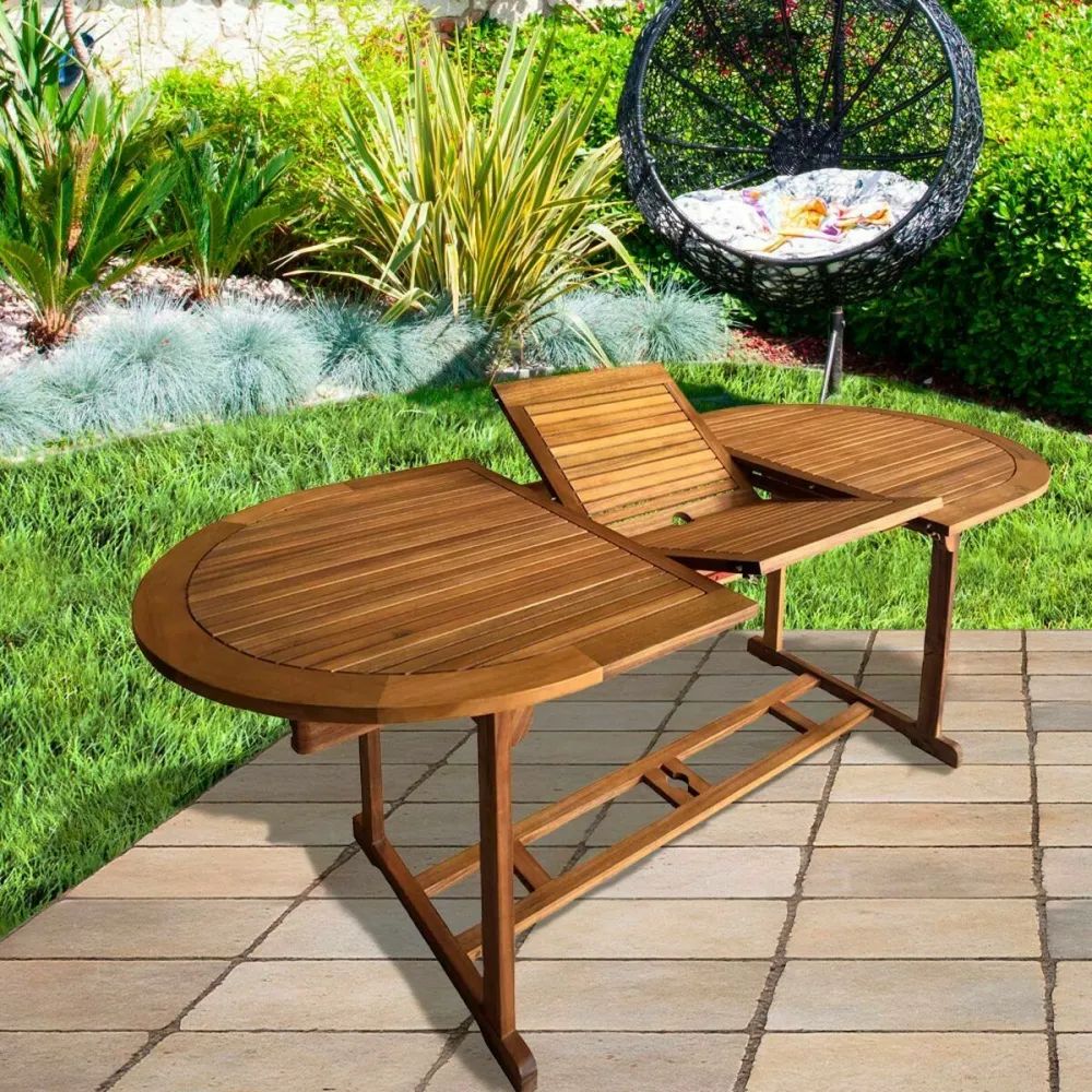 Tavolo Allungabile Aktive Legno di acacia Estensibile Ovalada 200 x 100 x 74 cm