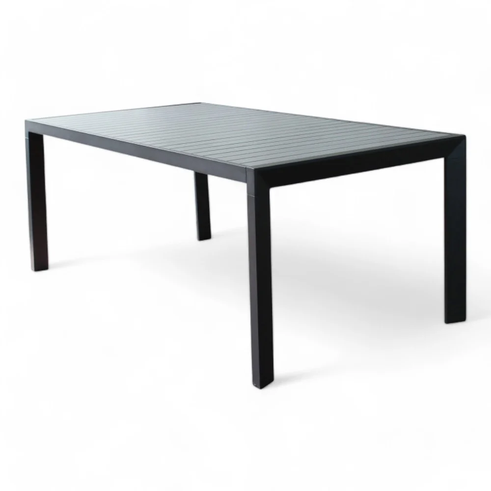 Tavolo allungabile alluminio antracite effetto legno 190/250x100 cm per esterno design moderno e robusto
