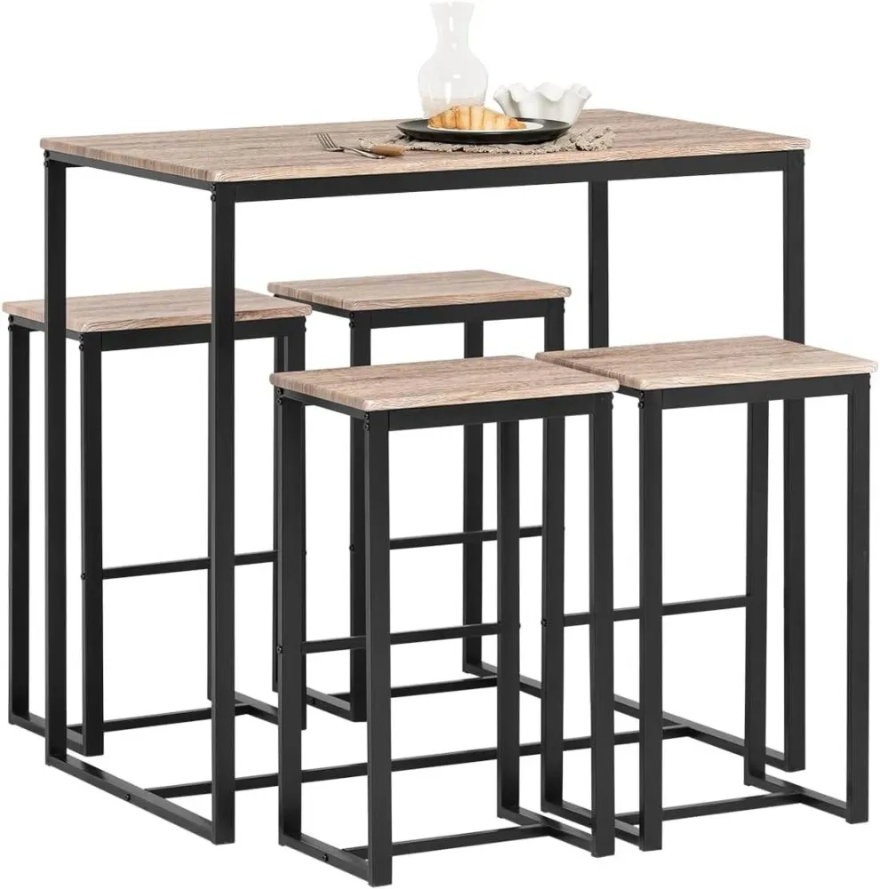 Tavolo da bar con 4 sgabelli | set tavolo da bar | tavolo da bar | 5 pezzi | OGT15-N