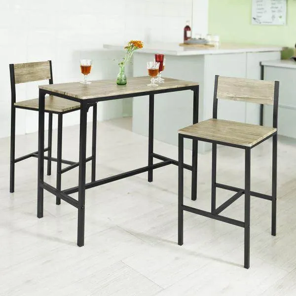 Tavolo da bar con 2 sgabelli | set tavolo da bar | 3 parti