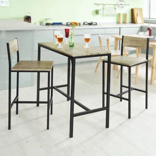 Tavolo da bar con 2 sgabelli | set tavolo da bar | 3 parti
