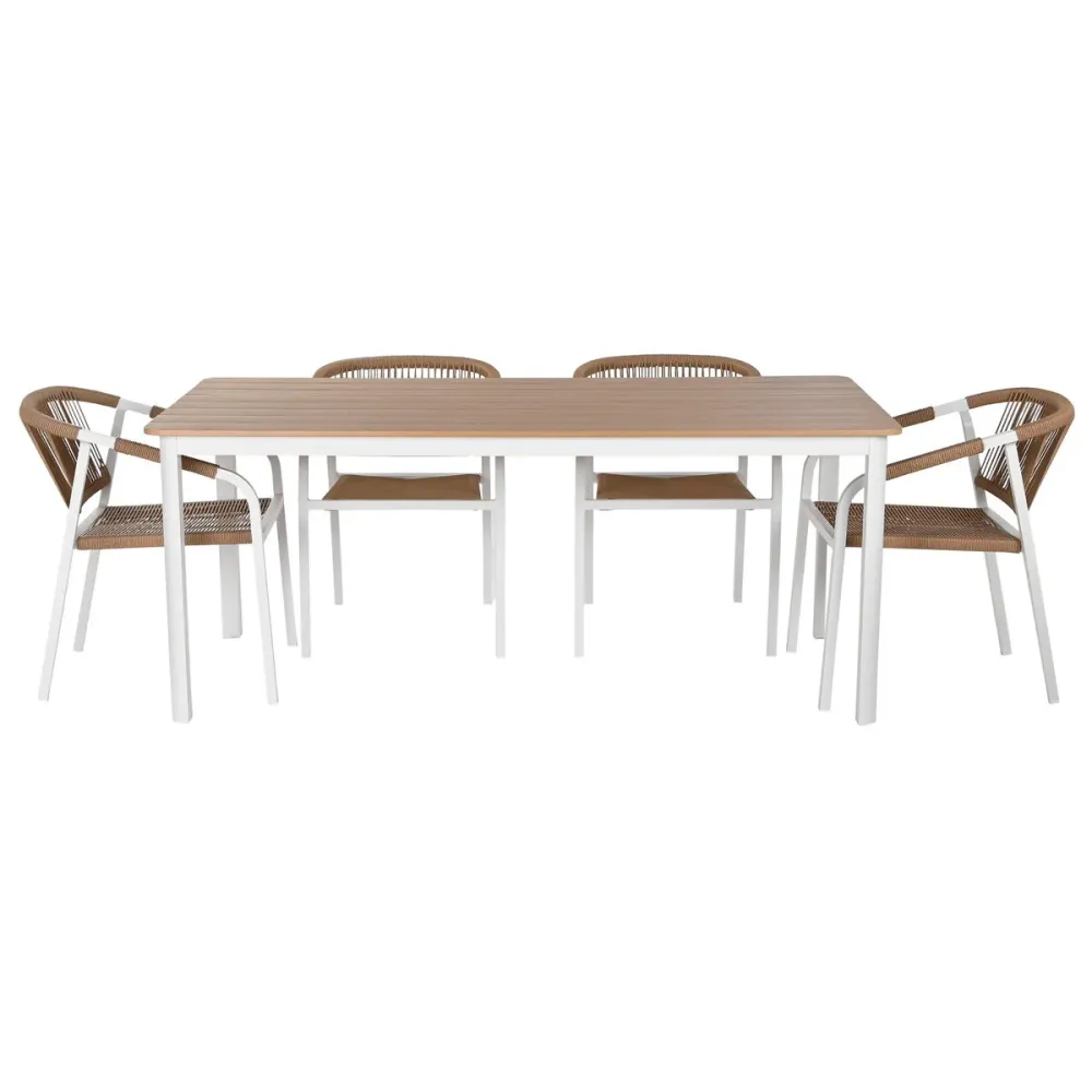 Tavolo con 6 sedie Home ESPRIT Bianco Naturale 180 x 90 x 75 cm