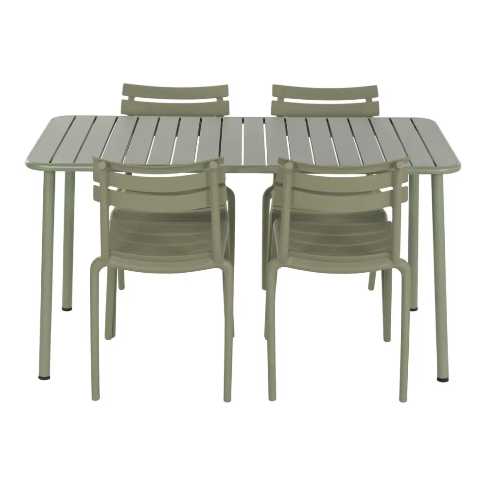 Tavolo con 4 sedie Home ESPRIT Verde polipropilene Ferro 140 x 70 x 75 cm
