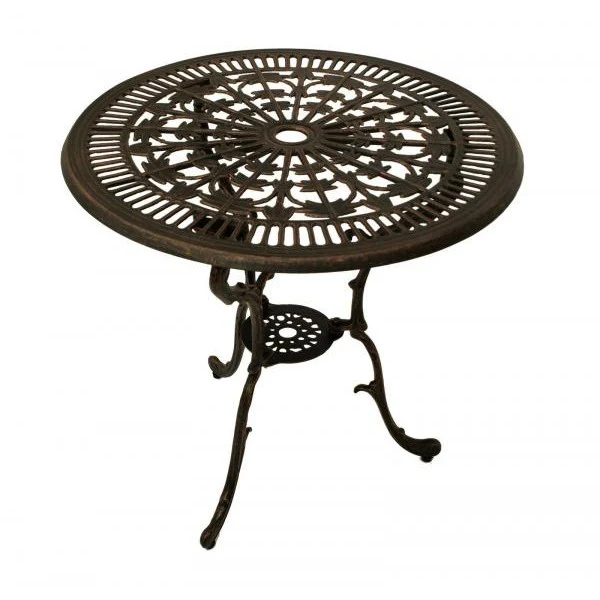 Tavolo LUGANO 70cm rotondo, alluminio pressofuso bronzo antico