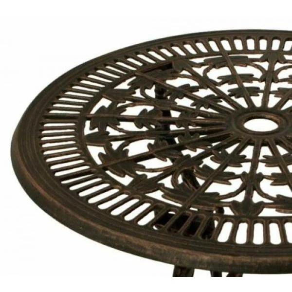Tavolo LUGANO 70cm rotondo, alluminio pressofuso bronzo antico
