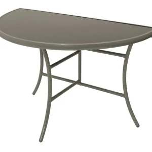 Tavolo da parete PALERMO semicircolare 58x110cm, acciaio + vetro