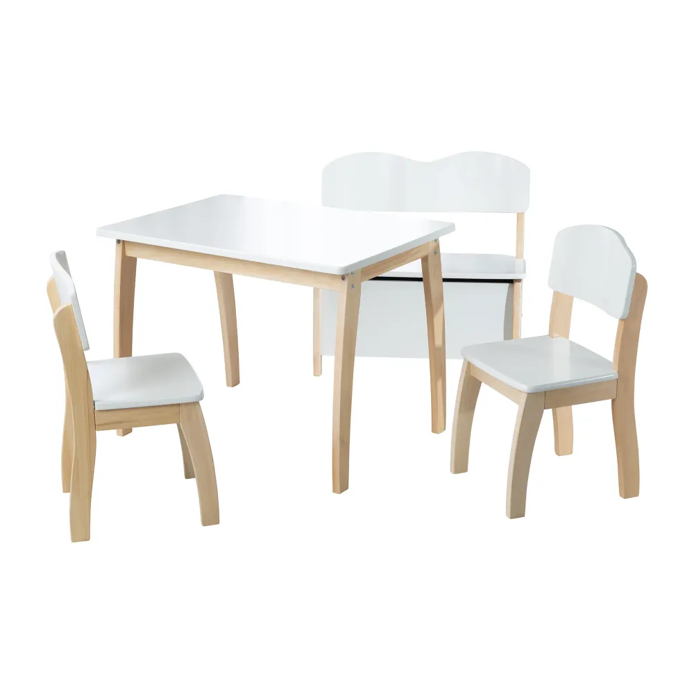 Tavolo per bambini legno massiccio e MDF, tavolo Top White Painted, Hxbxt: 56 x 76 x 52 cm