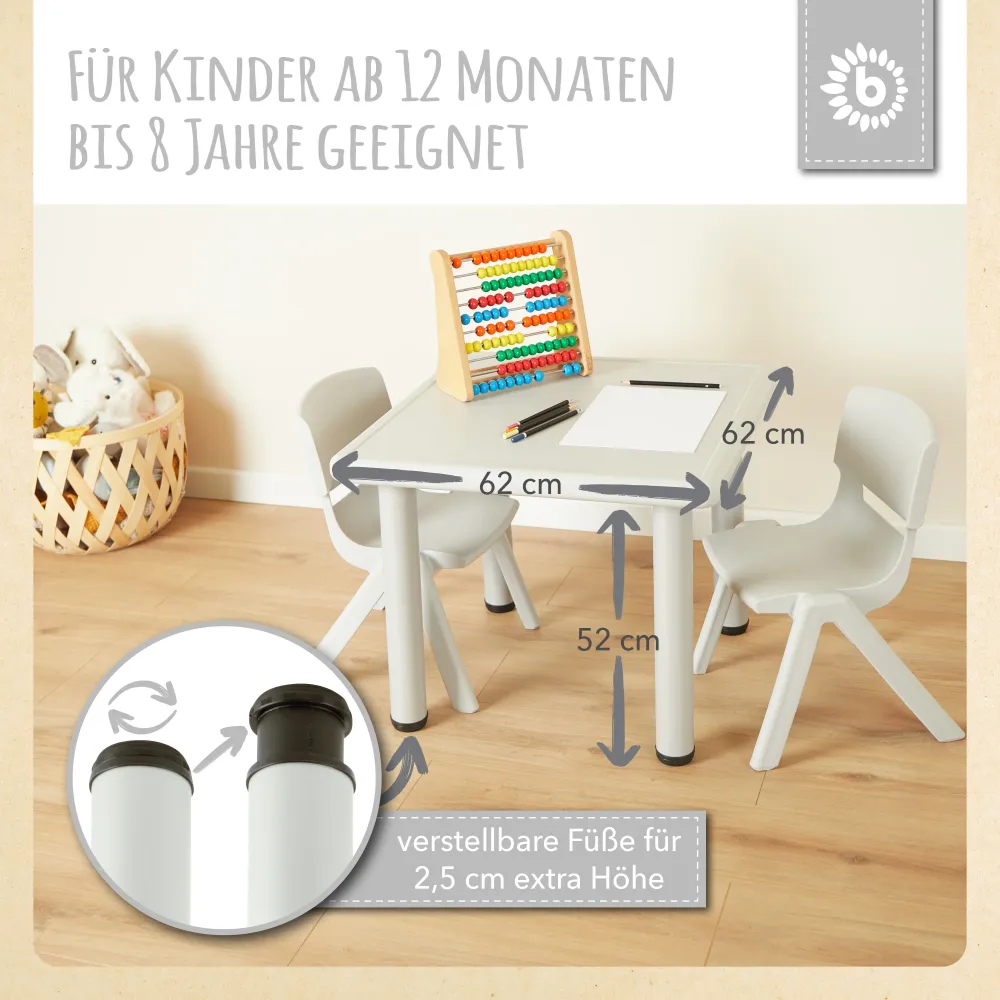 1x tavolo per bambini & 4x sedia per bambini Silver