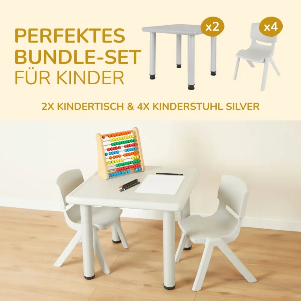 2x tavolo per bambini Silver & 4x sedia per bambini Silver