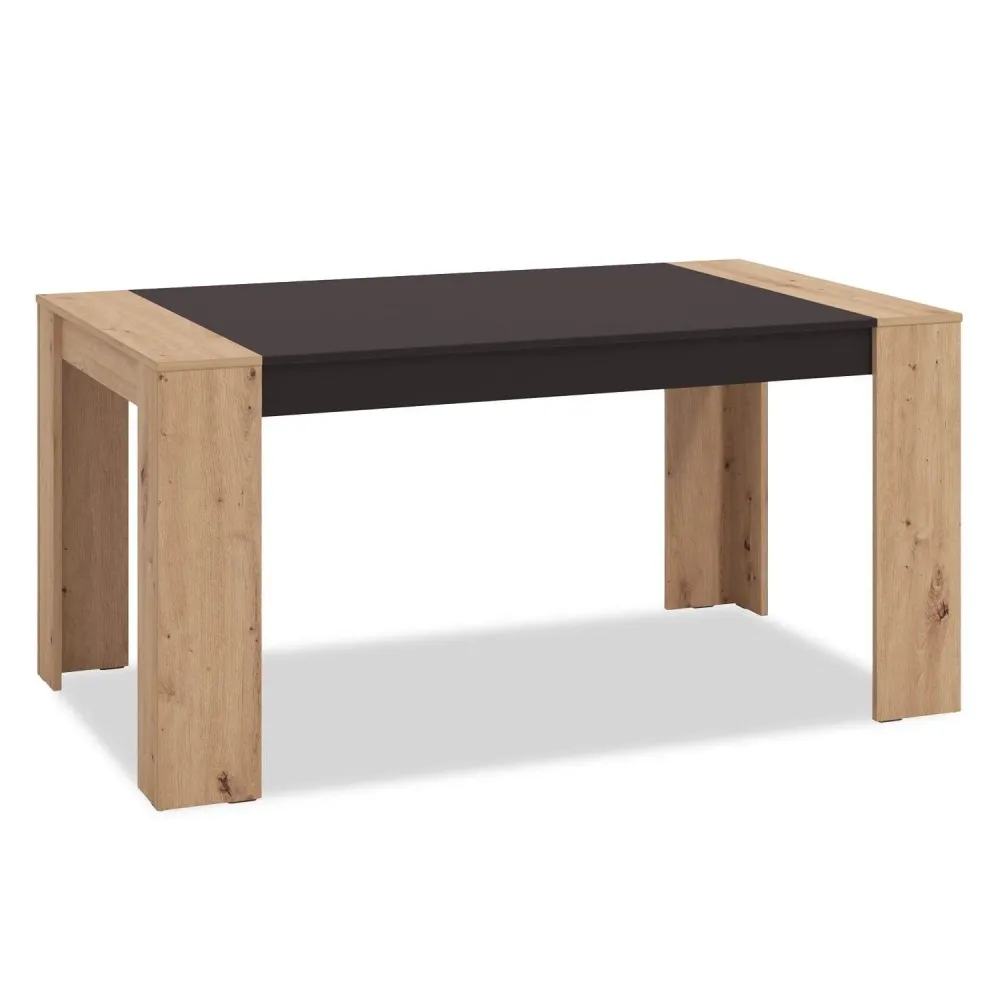 Tavolo da pranzo 154x90 cm legno massello rovere nero