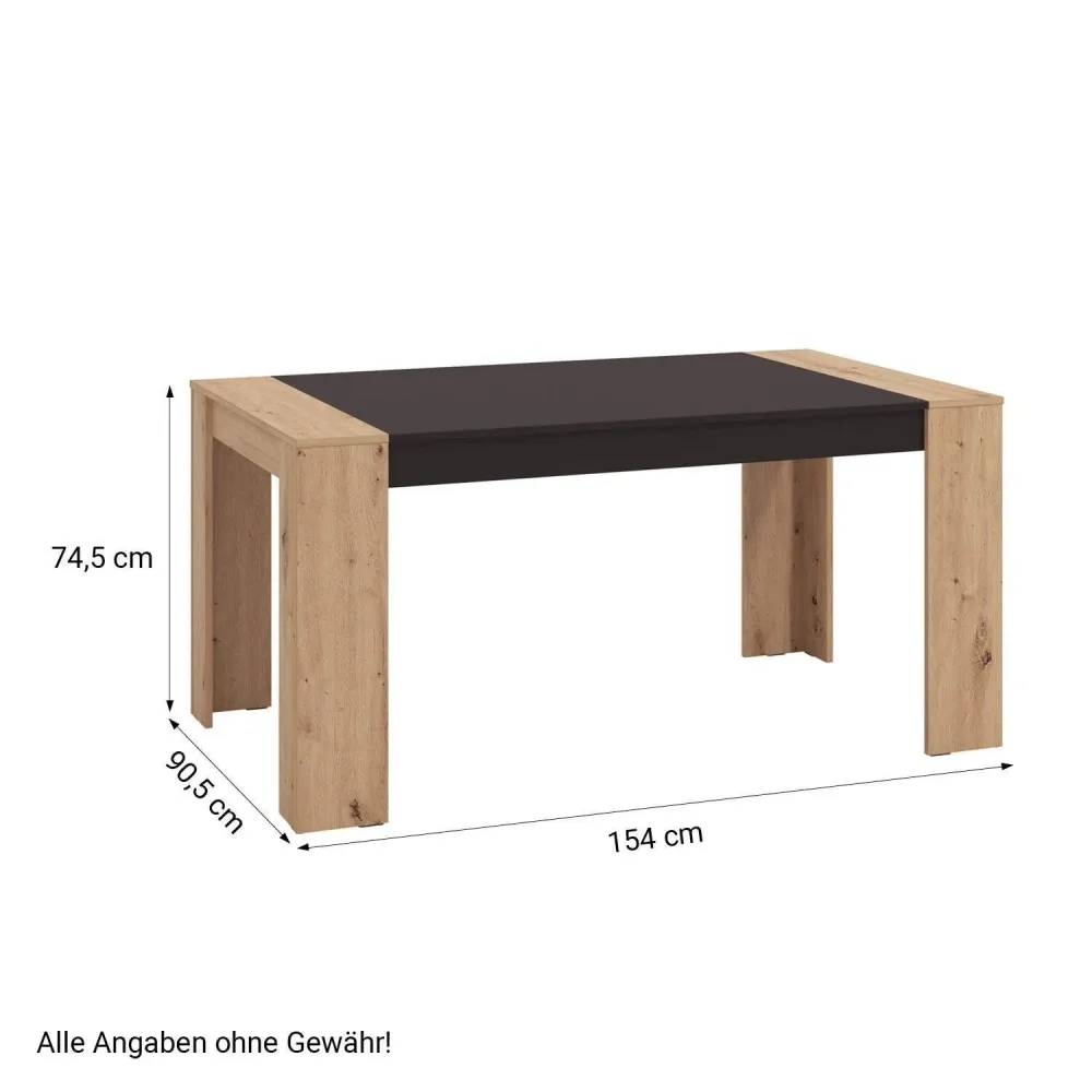 Tavolo da pranzo 154x90 cm legno massello rovere nero